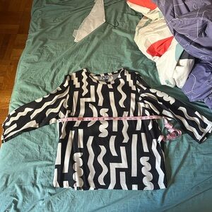 Geometric Black and White Women's Top